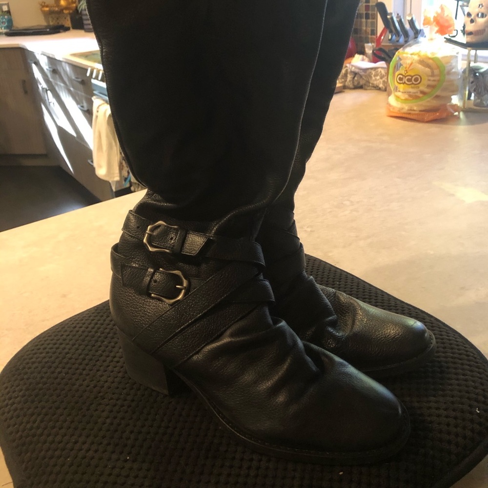 Black leather boots